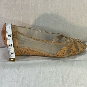 Impo Cork Wedge Peep-Toe with Mesh Panels - Natural- size 7